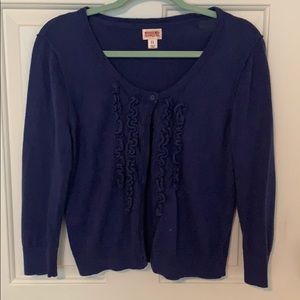 Royal blute cardigan with ruffle detail